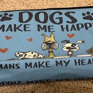 Mudpie Dogs Make Me Happy Blue Pouch